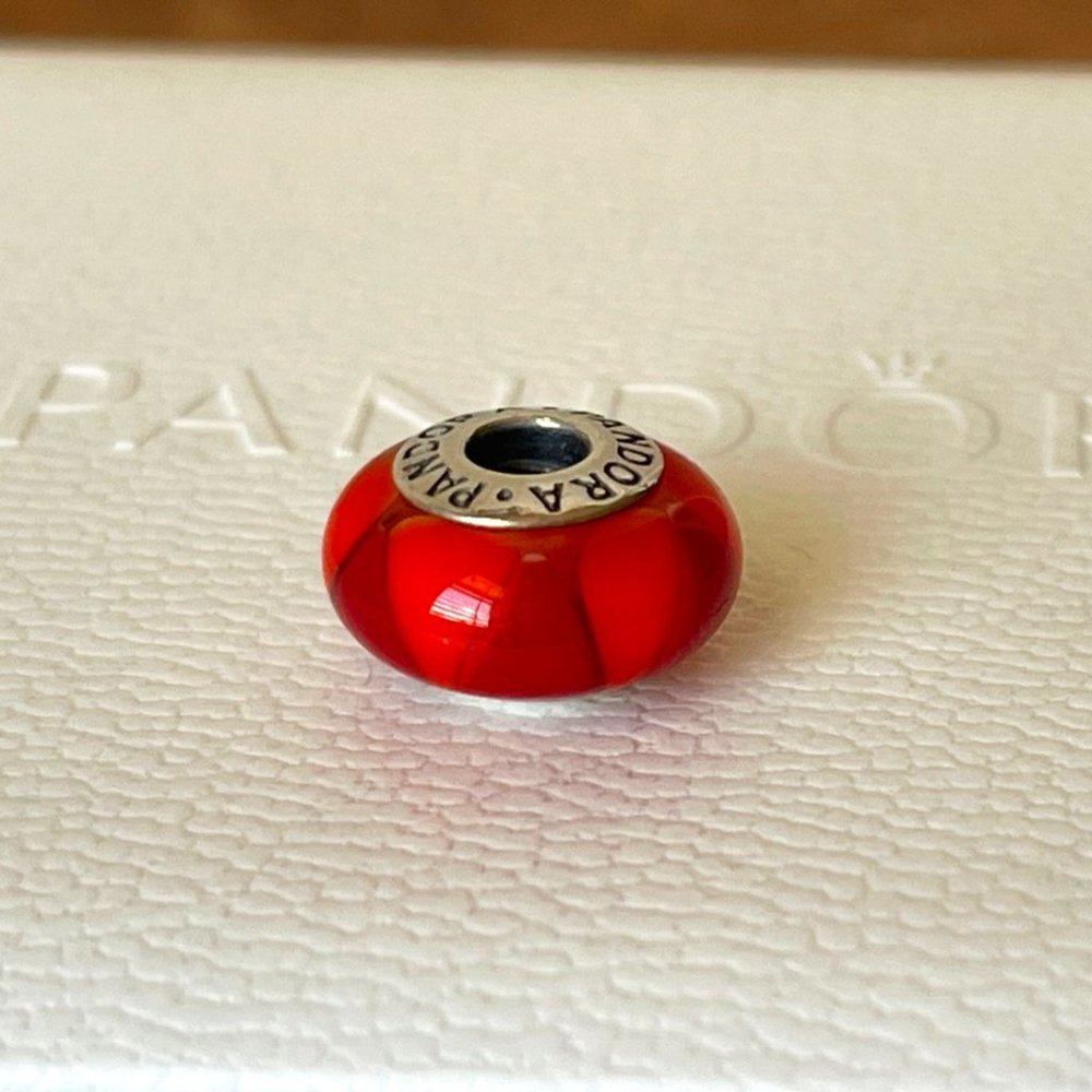 Pandora Red Murano Glass Sterling Silver Charm
